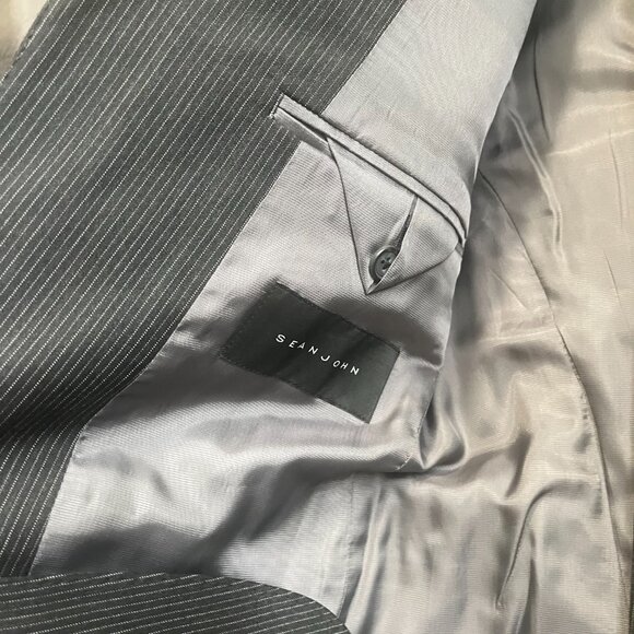 Sean John Suit Mens 36S 36 Short Black Pin Stripe 2pc Jacket Pants Suit - Picture 4 of 16
